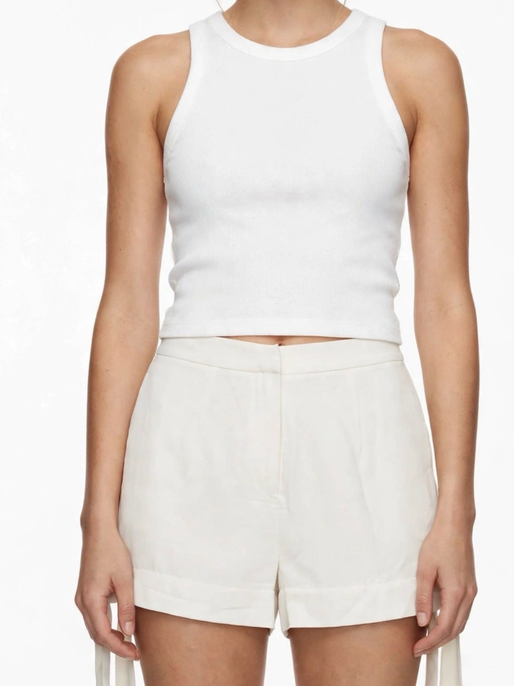 C/MEO Collective White High-Rise Tailored Shorts